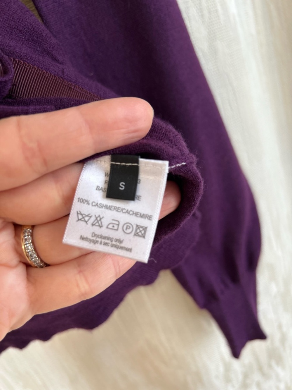 JOSEPH 100% Basic Cashmere Crewneck Cardigan - Purple - Grosgrain trim ,Size S - Picture 7 of 11